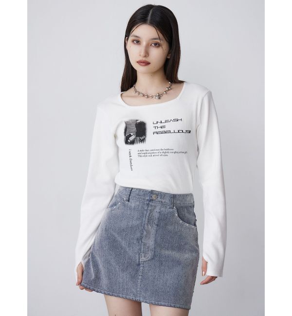 MURUA「クロップドメッセージトップス」|Tシャツ・カットソー|