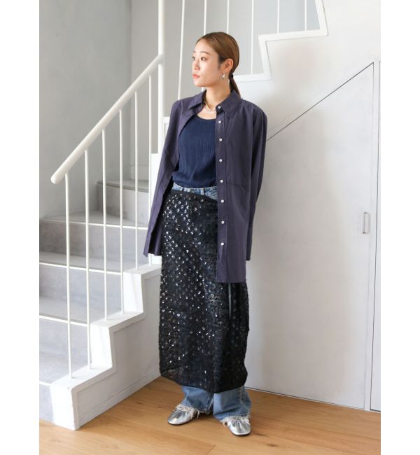 Ungrid「スパンコールチュールラップスカート」|スカート|