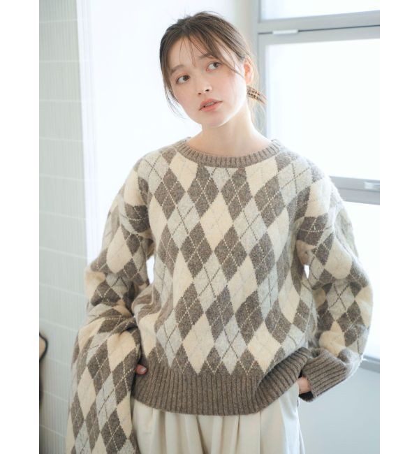 Ungrid「アーガイルルーズニット」|ニット・セーター|