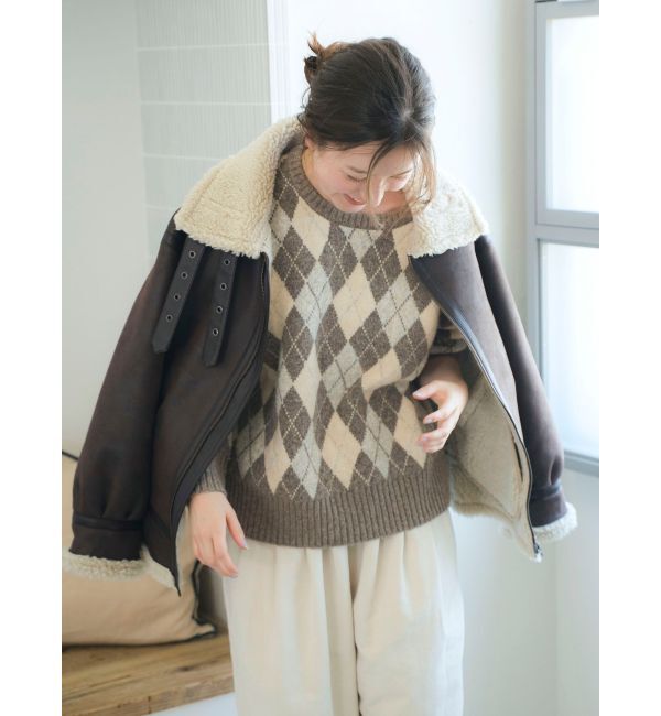 Ungrid「アーガイルルーズニット」|ニット・セーター|