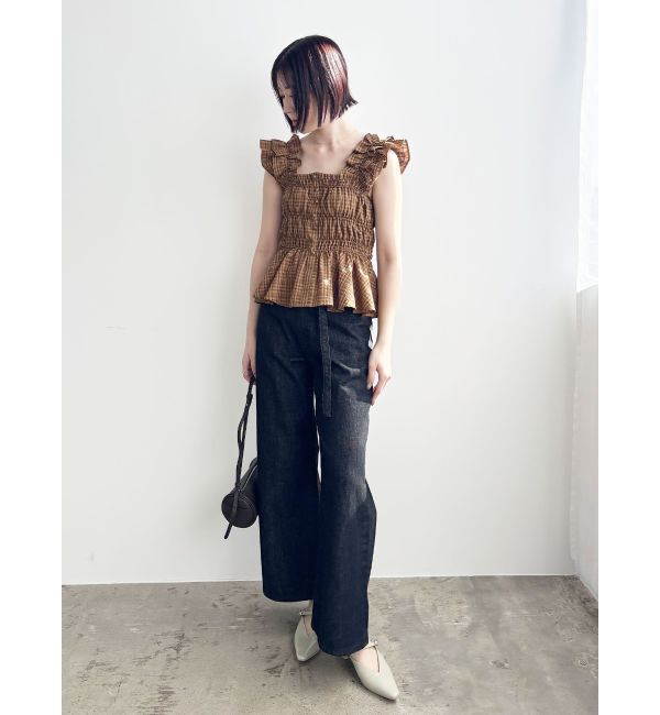 LAGUNAMOON「シアーチェックシャーリングブラウス」|シャツ・ブラウス|