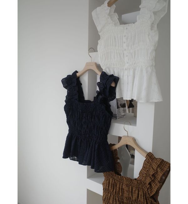 LAGUNAMOON「シアーチェックシャーリングブラウス」|シャツ・ブラウス|