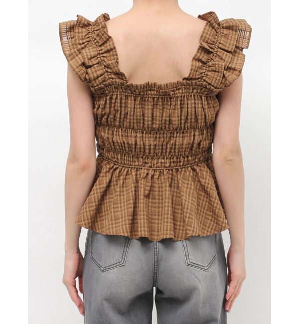 LAGUNAMOON「シアーチェックシャーリングブラウス」|シャツ・ブラウス|