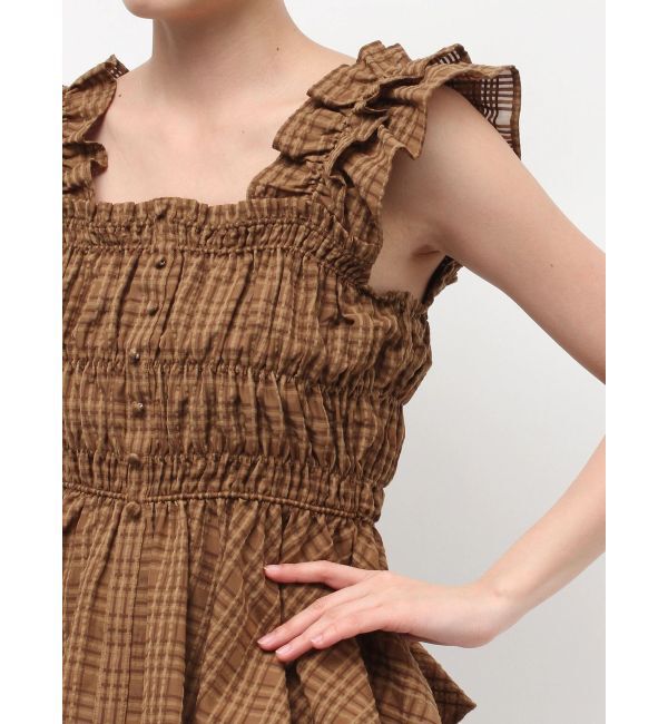 LAGUNAMOON「シアーチェックシャーリングブラウス」|シャツ・ブラウス|