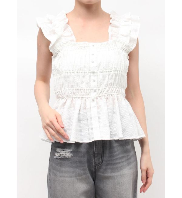 LAGUNAMOON「シアーチェックシャーリングブラウス」|シャツ・ブラウス|