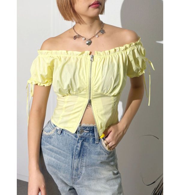 EVRIS「フロントジップリボンオフショルブラウス」|シャツ・ブラウス|