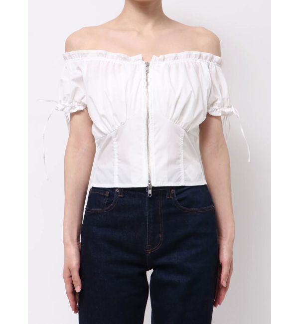 EVRIS「フロントジップリボンオフショルブラウス」|シャツ・ブラウス|