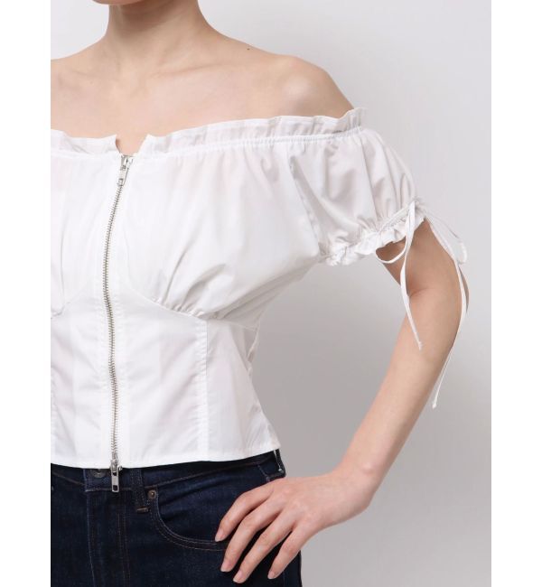 EVRIS「フロントジップリボンオフショルブラウス」|シャツ・ブラウス|