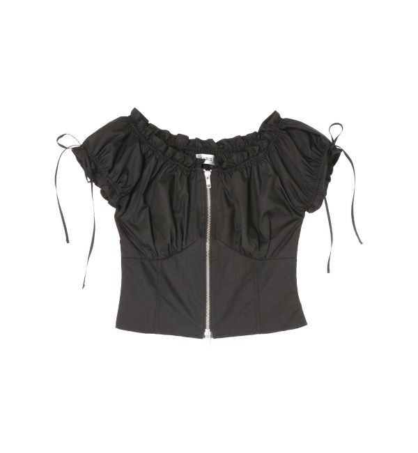 EVRIS「フロントジップリボンオフショルブラウス」|シャツ・ブラウス|