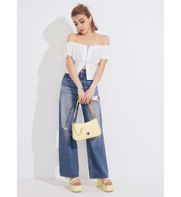 EVRIS「フロントジップリボンオフショルブラウス」|シャツ・ブラウス|