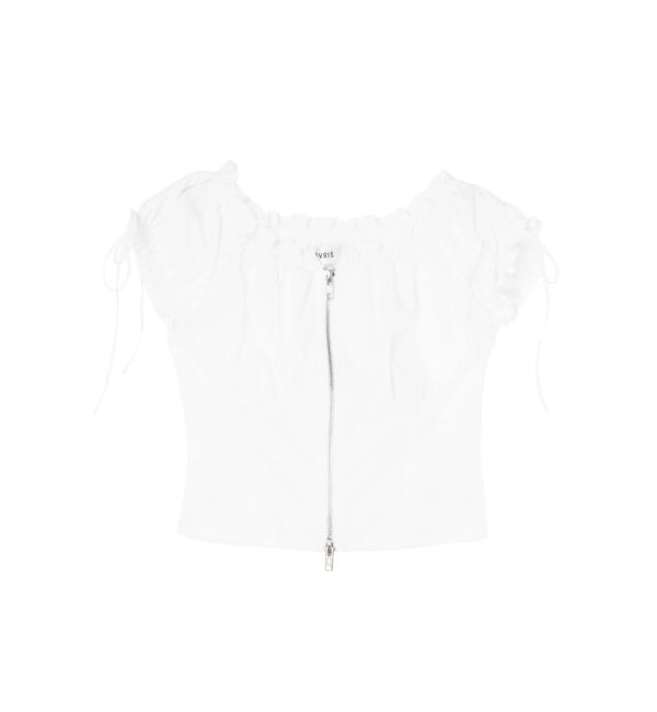 EVRIS「フロントジップリボンオフショルブラウス」|シャツ・ブラウス|