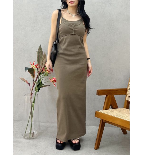 EVRIS「バックストラップリブロングワンピース」|ワンピース|