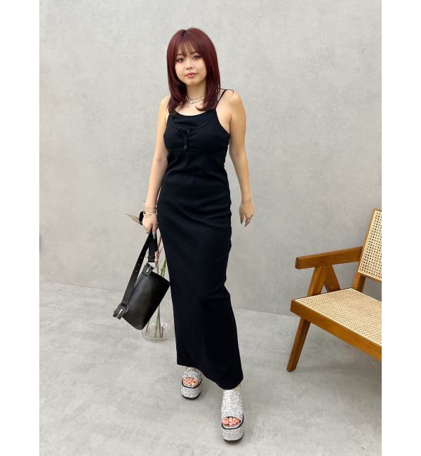 EVRIS「バックストラップリブロングワンピース」|ワンピース|