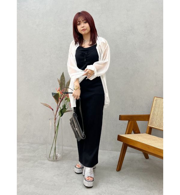 EVRIS「バックストラップリブロングワンピース」|ワンピース|