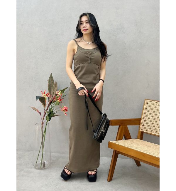 EVRIS「バックストラップリブロングワンピース」|ワンピース|