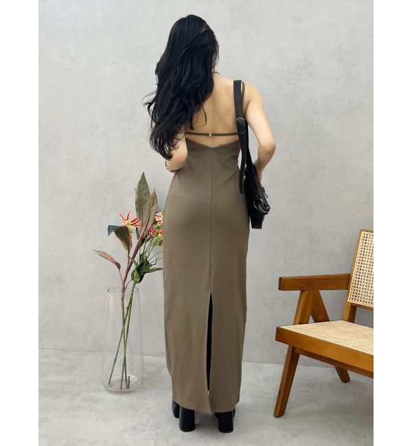 EVRIS「バックストラップリブロングワンピース」|ワンピース|