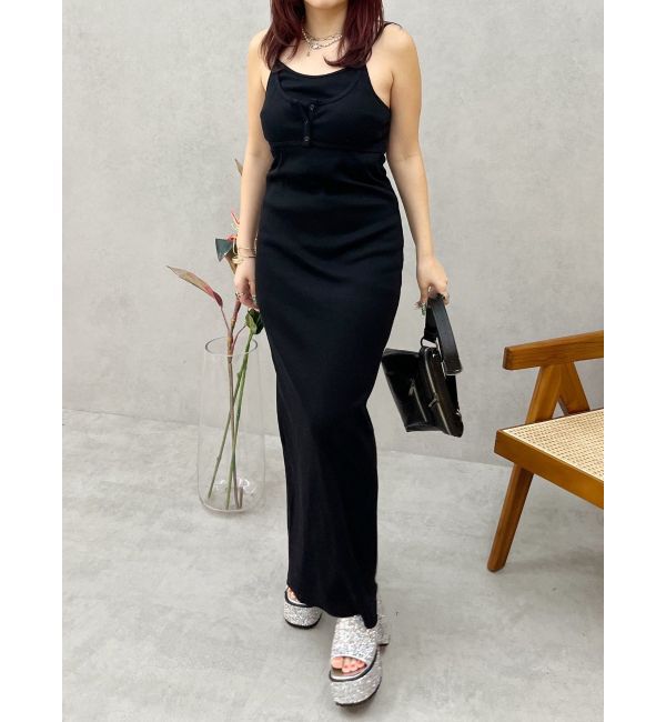 EVRIS「バックストラップリブロングワンピース」|ワンピース|