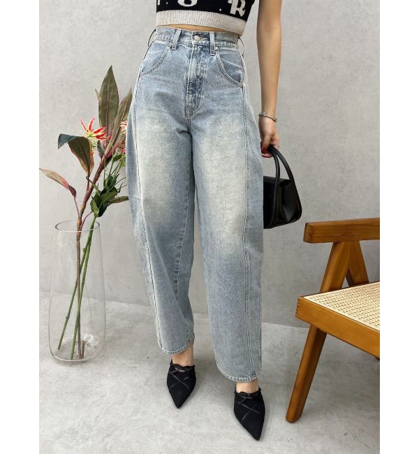 EVRIS「バレルワイドデニムパンツ」|デニム|アイスブルー