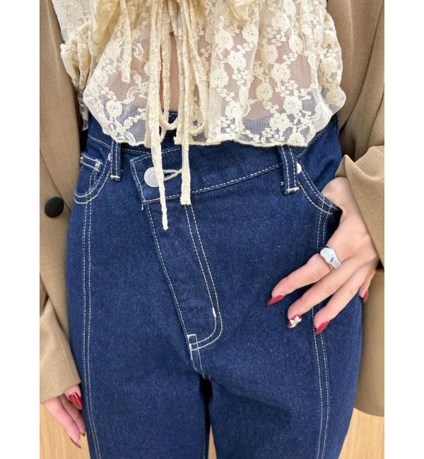 EVRIS「ウエストクロスフレアデニムパンツ【セットアップ着用可能】」|デニム|