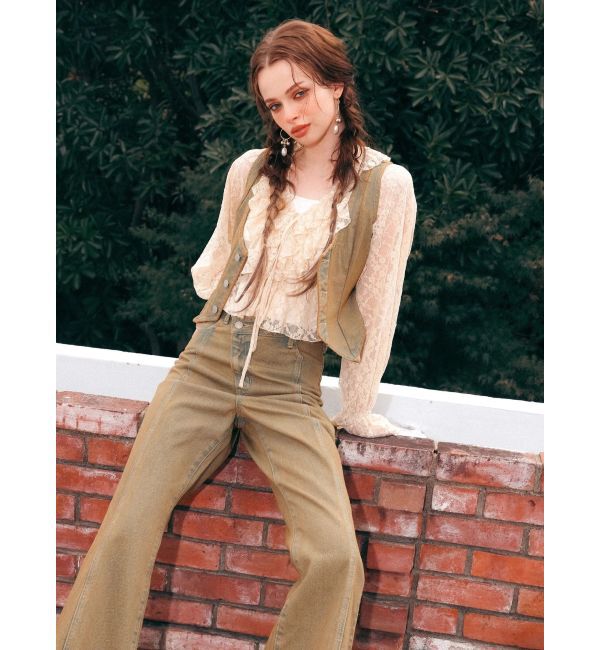 EVRIS「ウエストクロスフレアデニムパンツ【セットアップ着用可能】」|デニム|