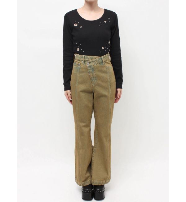 EVRIS「ウエストクロスフレアデニムパンツ【セットアップ着用可能】」|デニム|