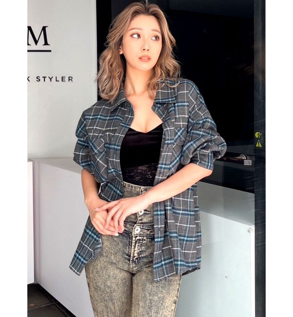 GYDA「ドロップショルダーCHECKシャツ【SETUP着用可】」|シャツ・ブラウス|