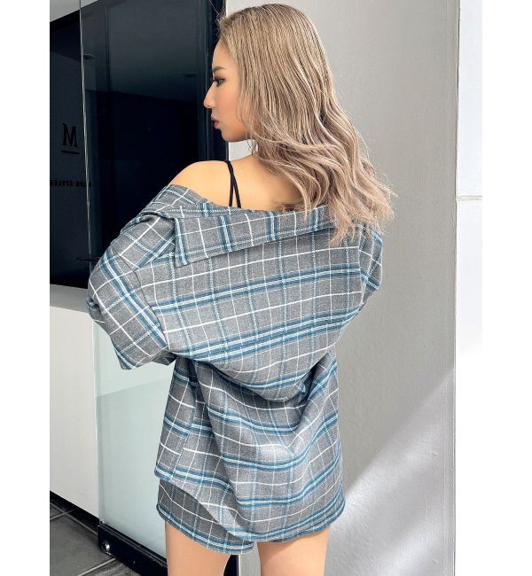 GYDA「ドロップショルダーCHECKシャツ【SETUP着用可】」|シャツ・ブラウス|