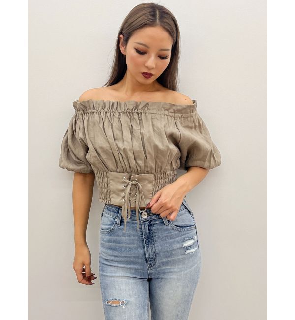 GYDA「2WAYギャザーオフショルコルセットブラウス」|シャツ・ブラウス|