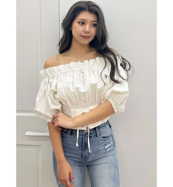 GYDA「2WAYギャザーオフショルコルセットブラウス」|シャツ・ブラウス|