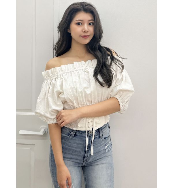 GYDA「2WAYギャザーオフショルコルセットブラウス」|シャツ・ブラウス|