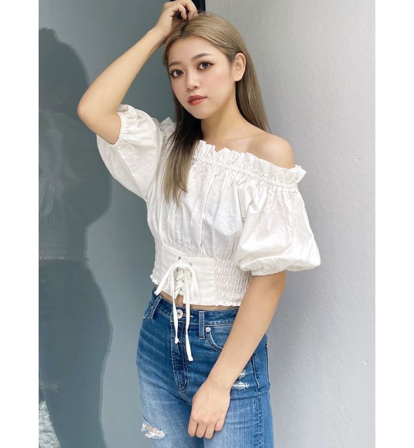 GYDA「2WAYギャザーオフショルコルセットブラウス」|シャツ・ブラウス|