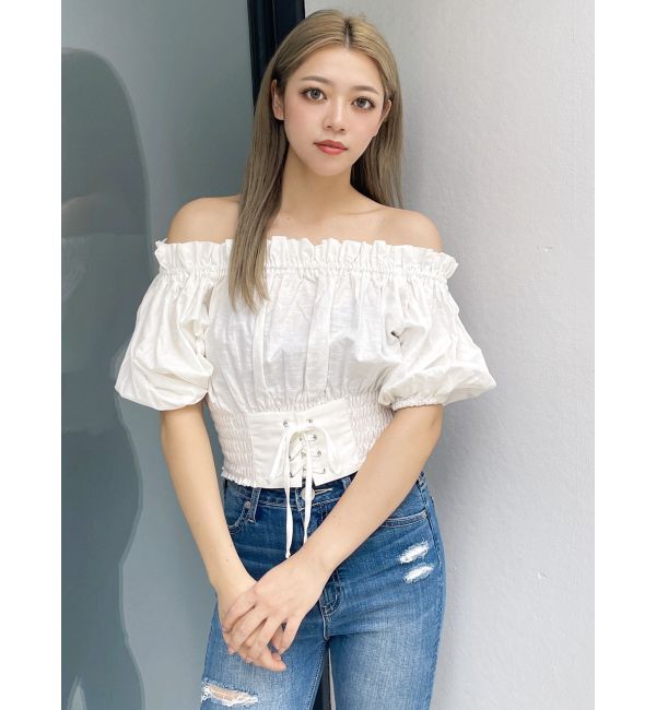 GYDA「2WAYギャザーオフショルコルセットブラウス」|シャツ・ブラウス|