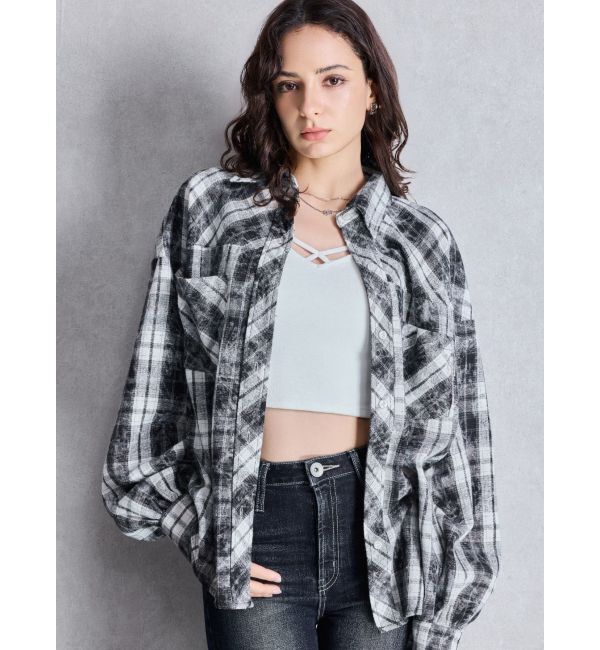 GYDA「processing checkered print looseシャツ」|シャツ・ブラウス|