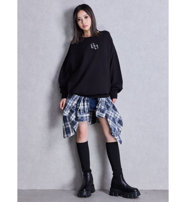 GYDA「processing checkered print looseシャツ」|シャツ・ブラウス|