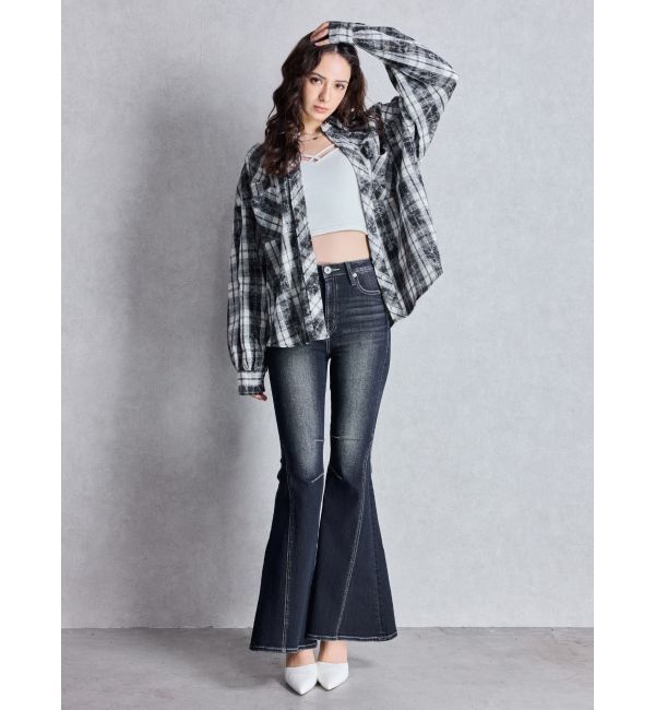 GYDA「processing checkered print looseシャツ」|シャツ・ブラウス|