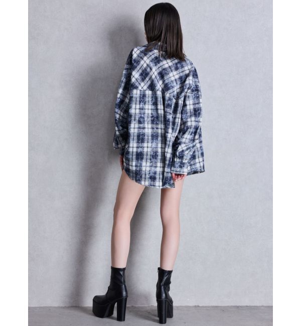 GYDA「processing checkered print looseシャツ」|シャツ・ブラウス|