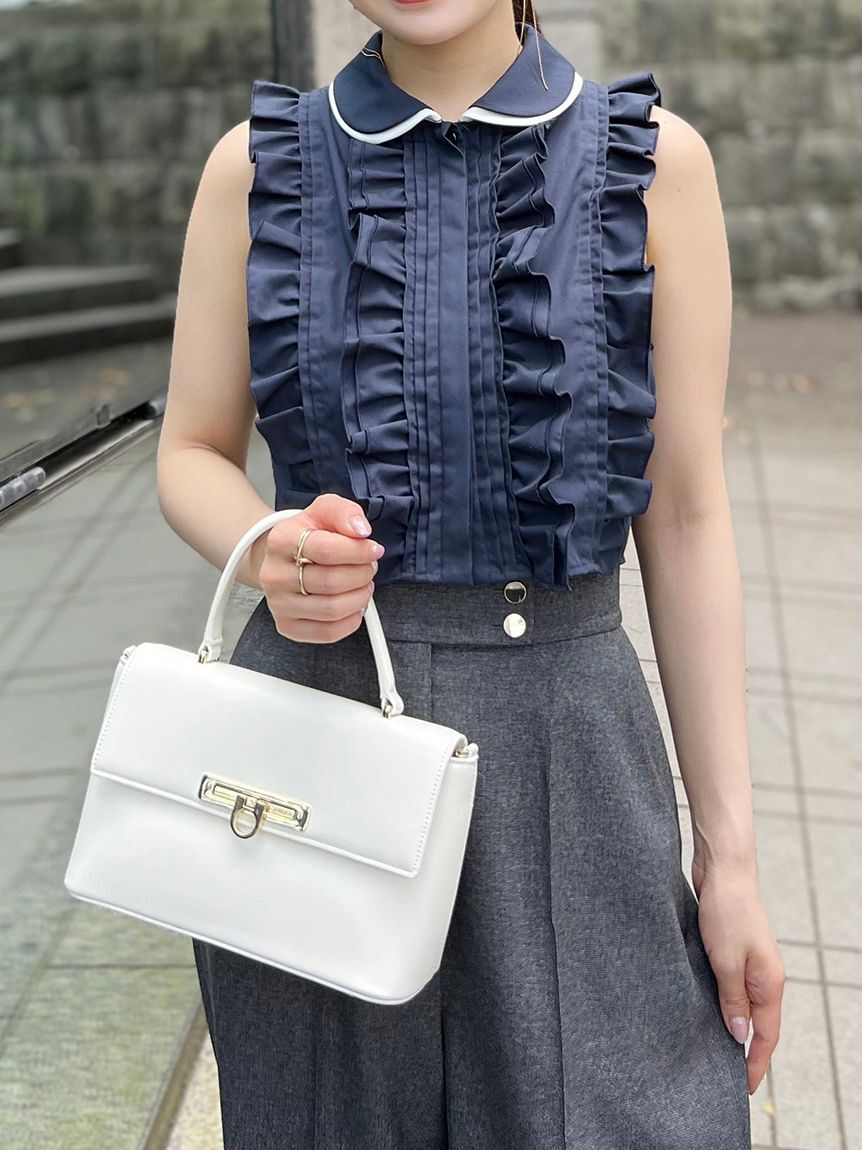 SNIDEL「ノースリクロップドフリルシャツ」|シャツ・ブラウス|