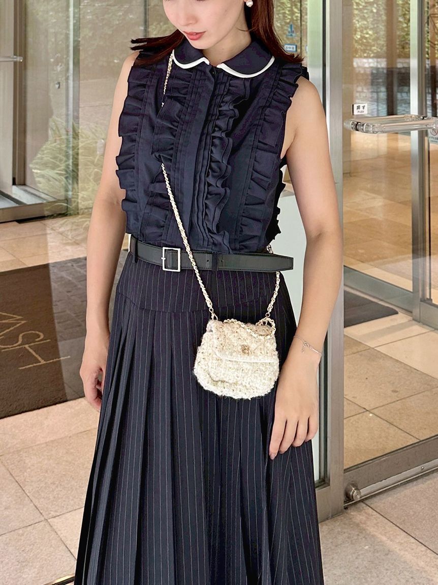 SNIDEL「ノースリクロップドフリルシャツ」|シャツ・ブラウス|