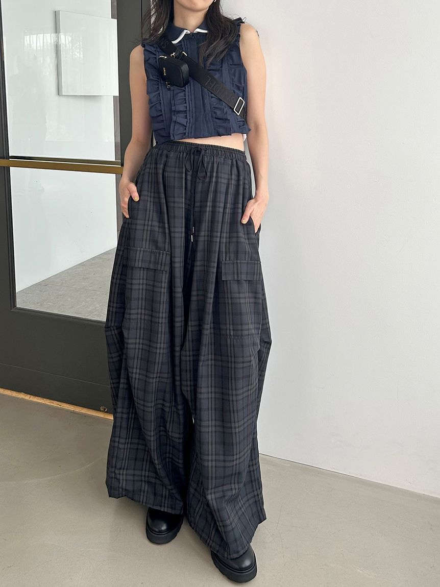 SNIDEL「ノースリクロップドフリルシャツ」|シャツ・ブラウス|