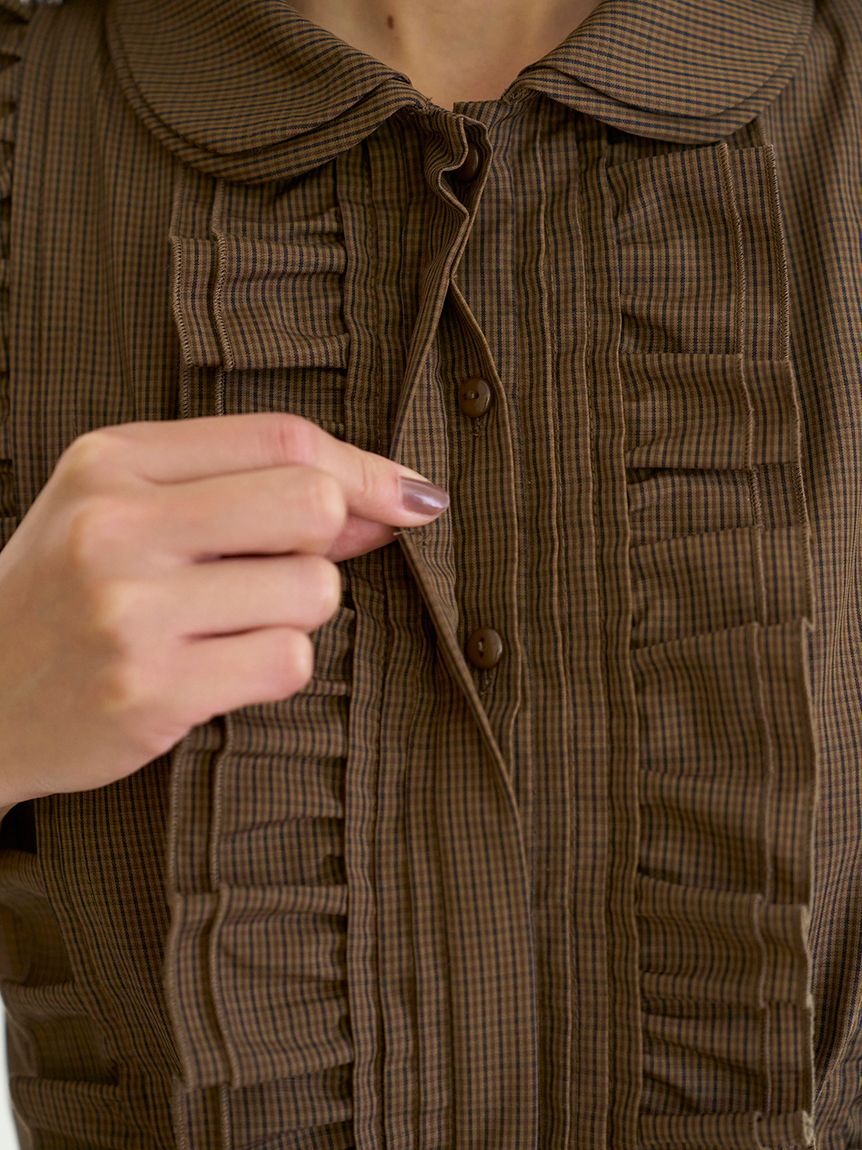 SNIDEL「ノースリクロップドフリルシャツ」|シャツ・ブラウス|