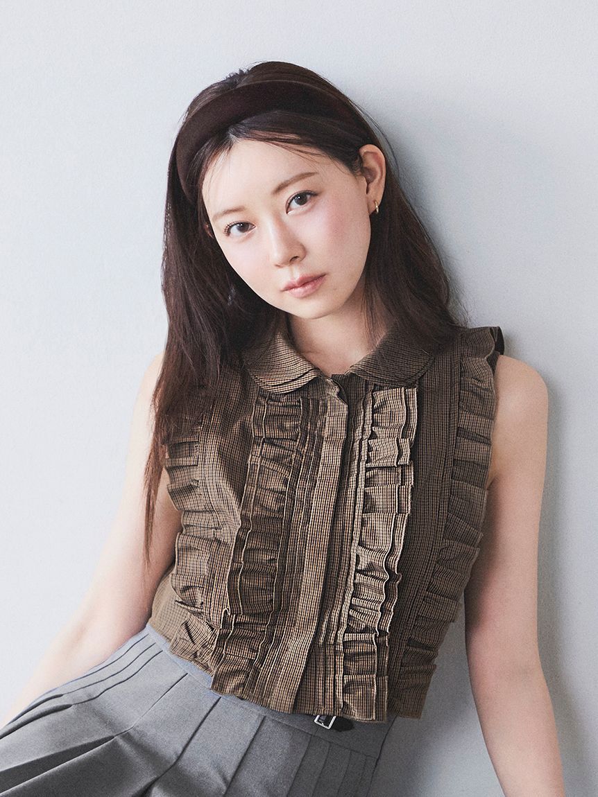 SNIDEL「ノースリクロップドフリルシャツ」|シャツ・ブラウス|CHECK