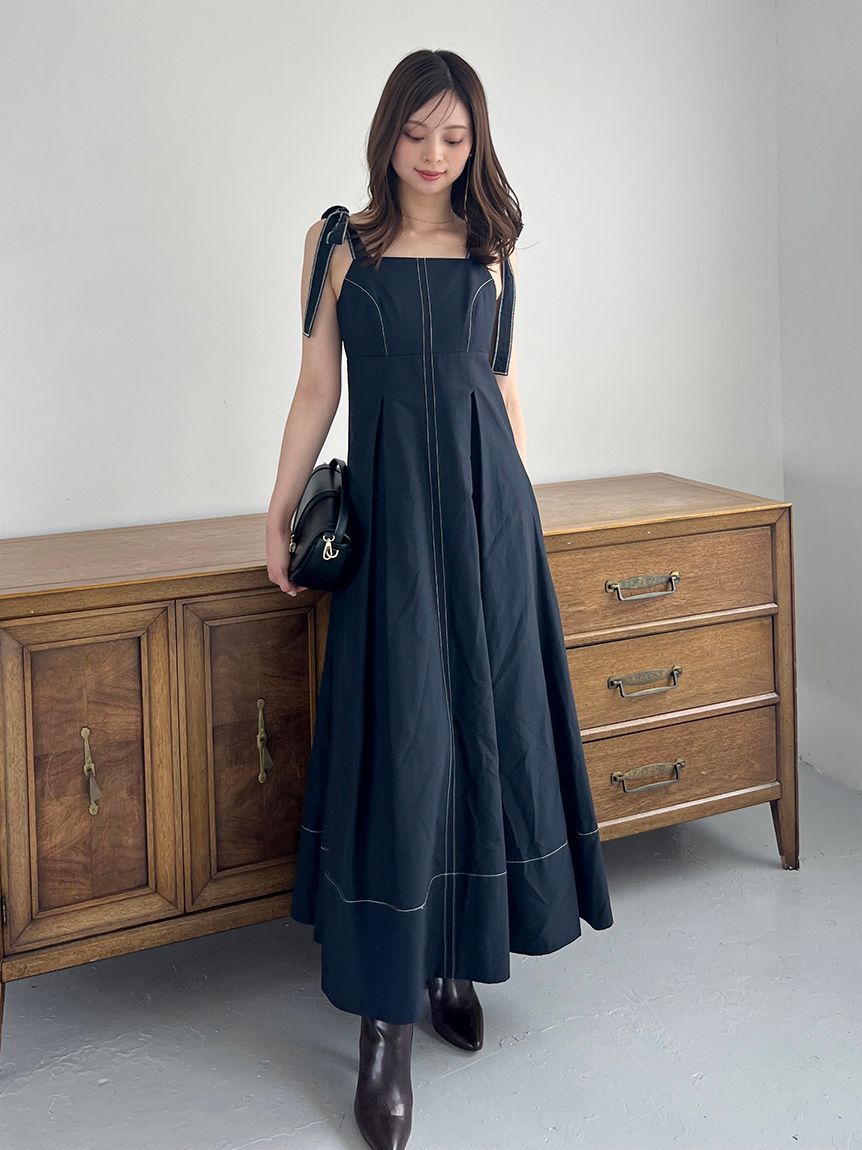 SNIDEL「タックキャミワンピース」|ワンピース|BLK