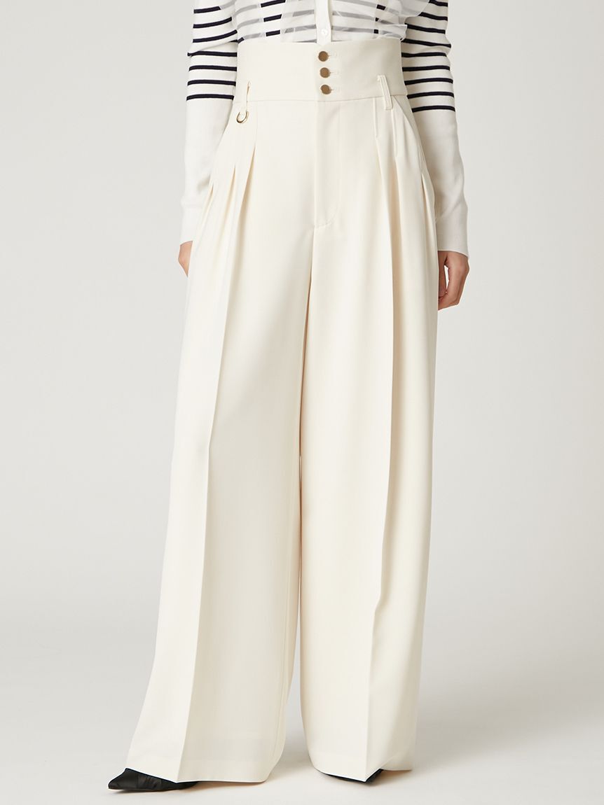 FRAY I.D「Ｄリングタックハイウエストパンツ／ウォッシャブル・防シワ」|チノ|