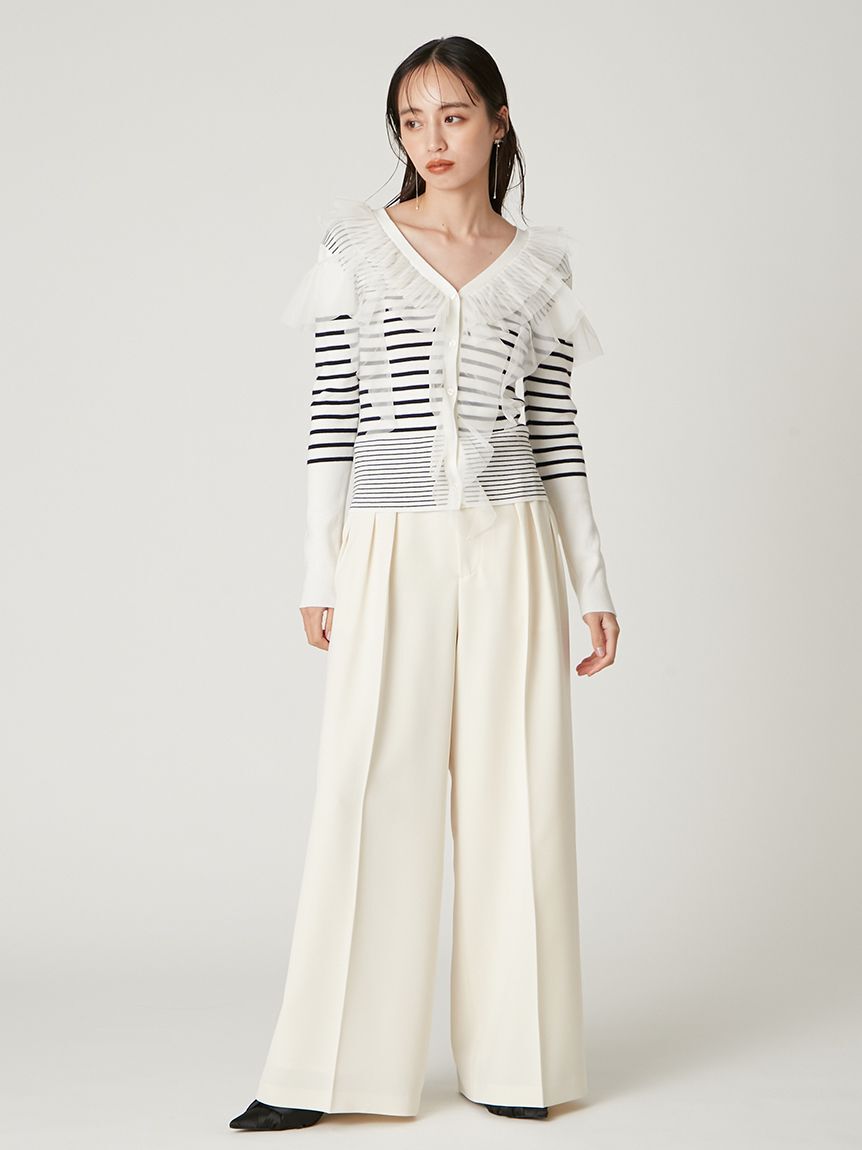 FRAY I.D「Ｄリングタックハイウエストパンツ／ウォッシャブル・防シワ」|チノ|