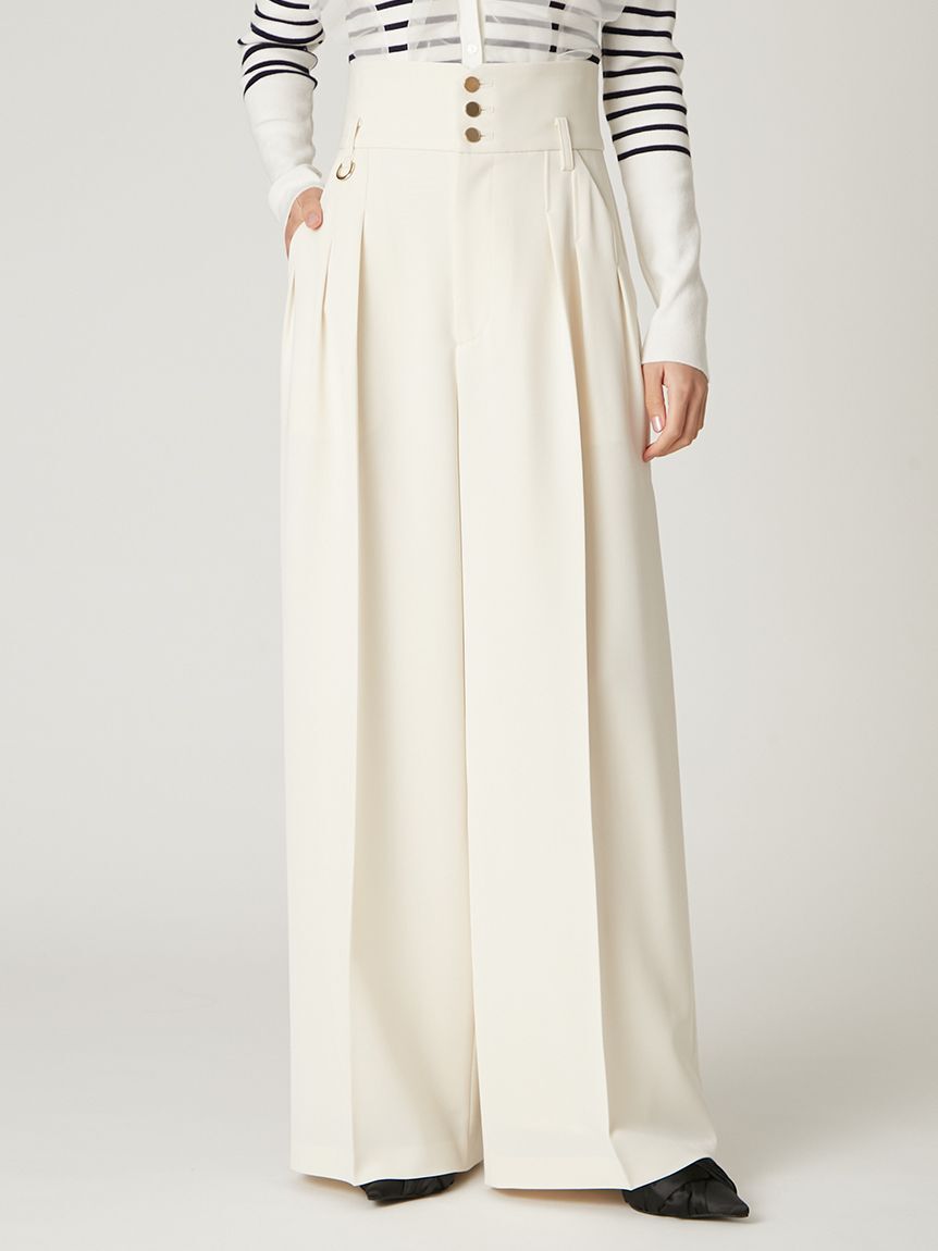 FRAY I.D「Ｄリングタックハイウエストパンツ／ウォッシャブル・防シワ」|チノ|