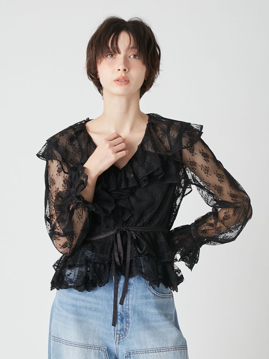 LILY BROWN「ラッフルレースリボントップス」|シャツ・ブラウス|