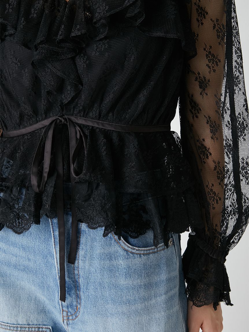 LILY BROWN「ラッフルレースリボントップス」|シャツ・ブラウス|