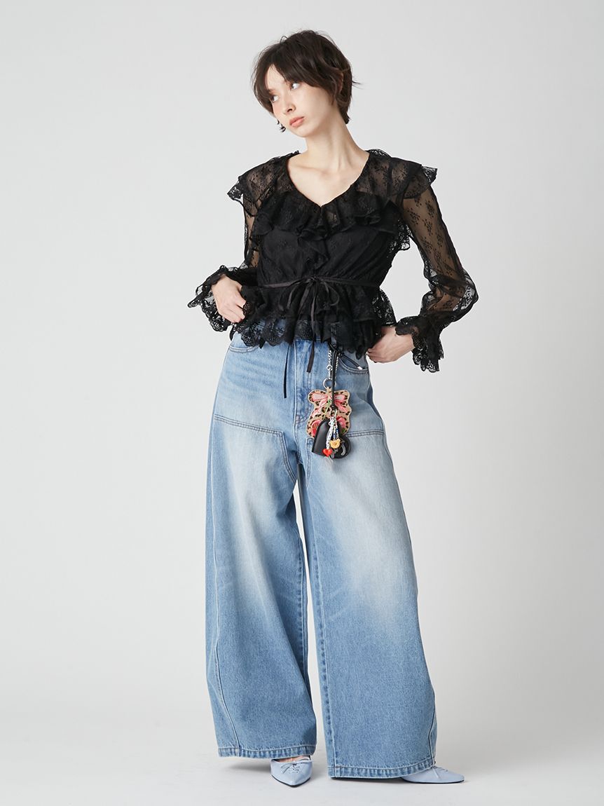 LILY BROWN「ラッフルレースリボントップス」|シャツ・ブラウス|