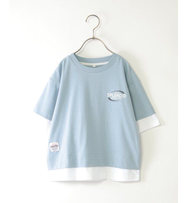 ikka kids「5分袖レイヤーフォトプリントTシャツ（120~160cm）」|Tシャツ・カットソー|サックスブルー