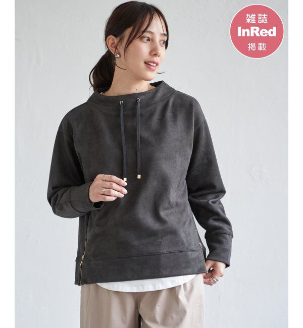 ikka「フェイクスエードスピンドルＰＯ」|パーカー|チャコール